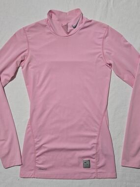 Nike Pink Long-Sleeve Mock Neck Dri-FIT Performance Top
